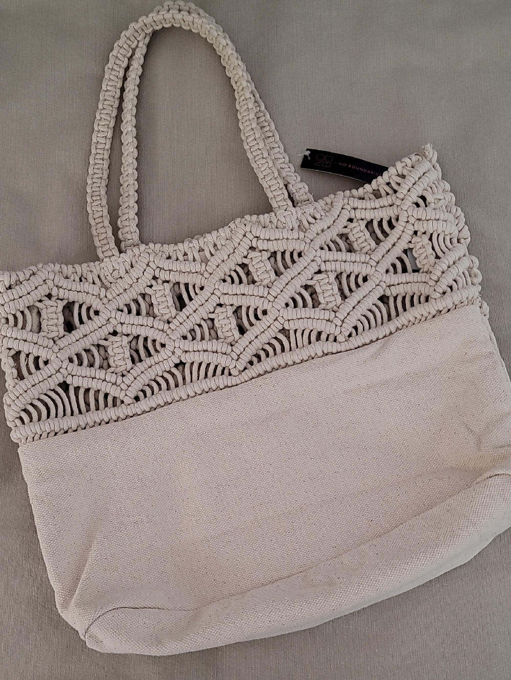 No Boundaries Natural Macramé Tote Bag